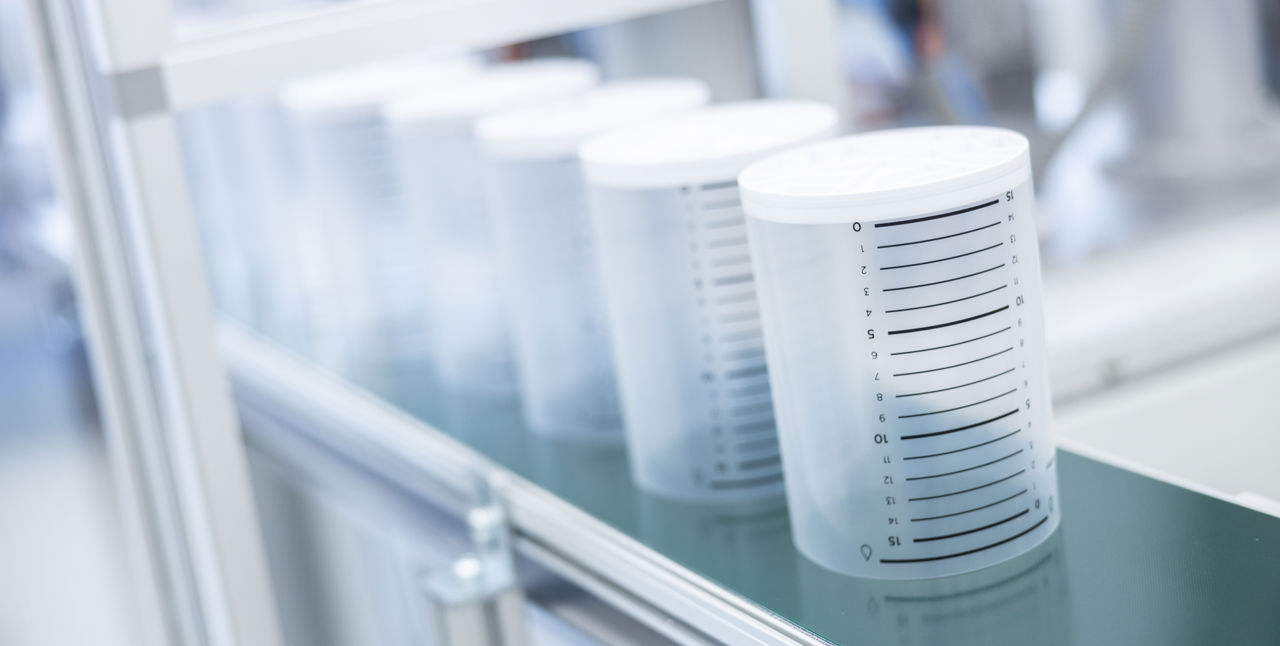 Closeup of plastic containers